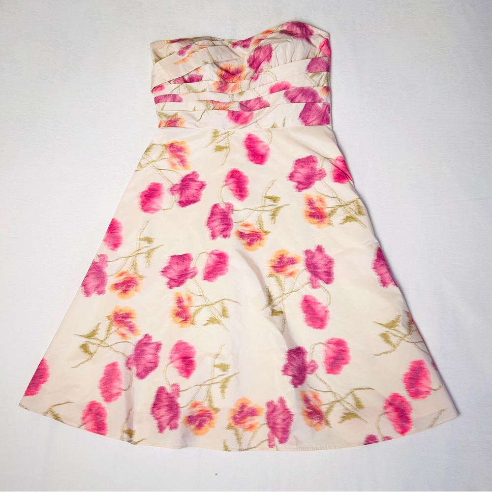 Banana Republic strapless, cream floral dress size 0.